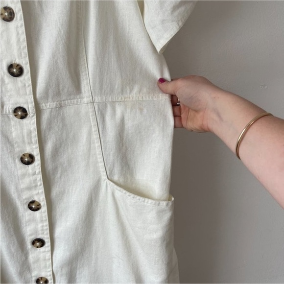 NWT Madewell Linen Blend White Puff Sleeve Mini Dress Size 14 - Picture 12 of 13
